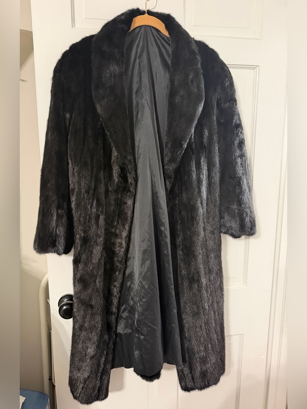 Vintage Full Length Black Ranch Mink Fur Coat